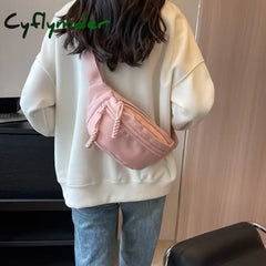 Cyflymder Chest Bag Banana Bag For Women Sling Crossbody Waist Pack Canvas Running Casual Fanny