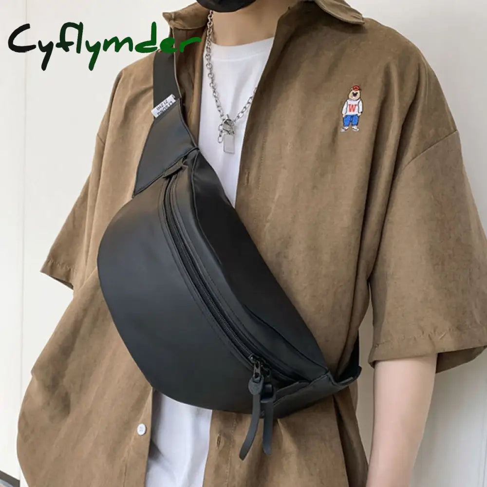 Cyflymder Chest Pack Men Sport Pu Leather Belt Bag Fashion Trend Waterproof Shoulder Waist Bags