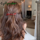 Cyflymder Chic Bow Hair Clips Plain Color Acrylic Hairgrip Hairpin Cute Sweet Simple Bow Knot Bow Tie Side Pins Women