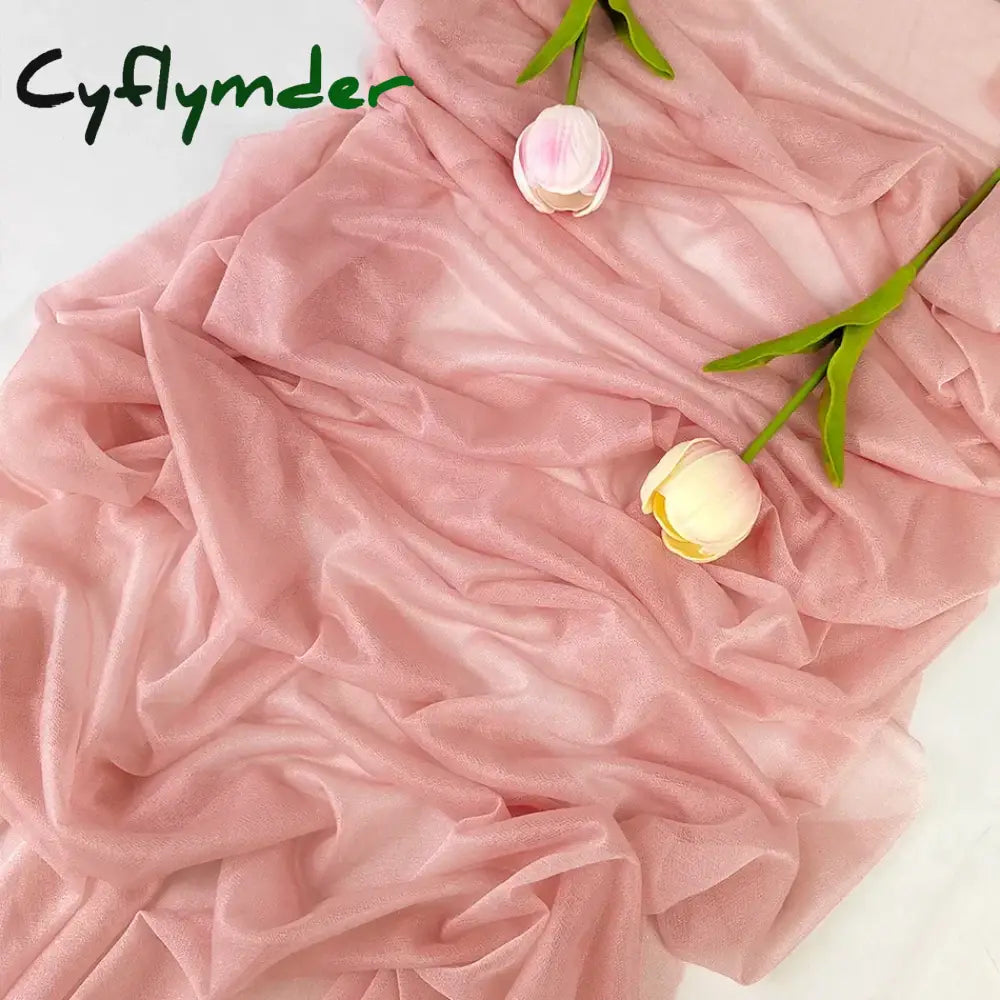 Cyflymder Chiffon Table Runner Sheer Fabric Silk for Boho Sheer Fabric Wedding Arch Overlay Draping Decoration Birthday