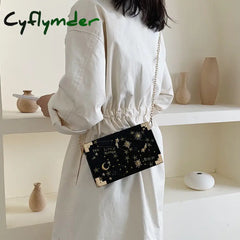 Cyflymder Christmas Party Bag Women Leather Shoulder Girls Small Box Shape Handbags Chain Messenger