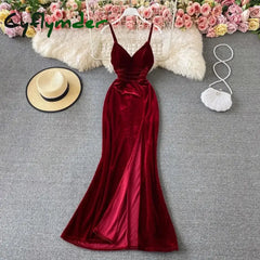 Cyflymder Christmas Party Dress Sexy Deep V Neck Backless Split Dress Off Shoulder Fashion Birthday Party Evening