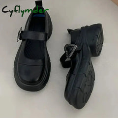 Cyflymder Chunky Loafers Shoes autumn Women Japanese Style Slip On brown Lolita Shoes Women Fashion Thick Sole Round