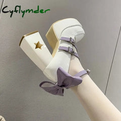 Cyflymder Chunky Platform High Heels Pumps Women Spring Punk Thick Heel Mary Jane Lolita Shoes Woman Patent Leather