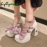 Cyflymder Chunky Platform High Heels Pumps Women Spring Punk Thick Heel Mary Jane Lolita Shoes Woman Patent Leather