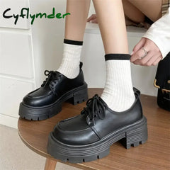 Cyflymder Chunky Platform Oxfords Shoes for Women spring Non Slip Lace Up Flats Woman Thick Bottom Patent Leather