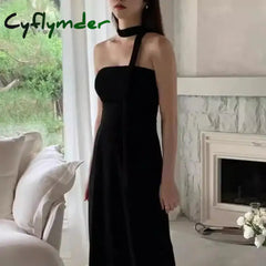 Cyflymder Classic Black Evening Dresses Sexy Strapless Satin Wedding Dresses Elegant Floor-length A-line Simple Bridal