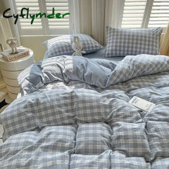 Cyflymder Classic Duvet Cover Set with Pillowcases Flat Sheet Nordic Style No Comforter New Bedding Kit Double Twin