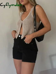 Cyflymder - Classic Hook-And-Eye Knit Vest Sweater Vests