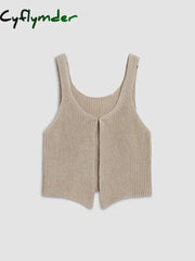 Cyflymder - Classic Hook-And-Eye Knit Vest Sweater Vests