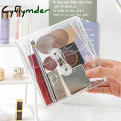 Cyflymder Clear Cosmetic Bag Waterproof Pvc Pencil Pouch Toiletry Carry Portable Organizer Sticker