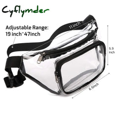 Cyflymder Clear Fanny Pack Waterproof Waist Bag Tote Stadium Approved Purse Transparent Adjustable