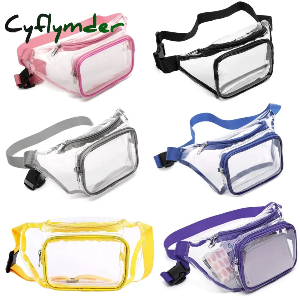 Cyflymder Clear Fanny Pack Waterproof Waist Bag Tote Stadium Approved Purse Transparent Adjustable