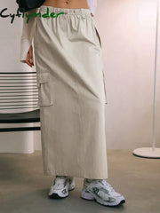 Cyflymder- Cloud 9 Cotton Cargo Maxi Skirt Khaki / S Skirts