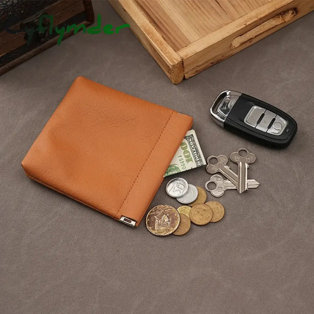 Cyflymder Coin Purse Spring Sheet Automatic Closure Small Change Pouch Earphones Data Cable Storage Bag Mini Wallet for