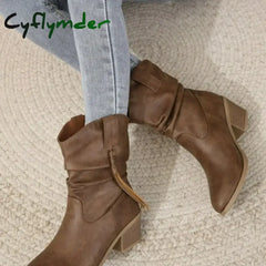 Cyflymder cold weather outfits New Shoes for Women Slip-on Women’s Boots Fashion Sewing Daily Boots Women Hot Sale