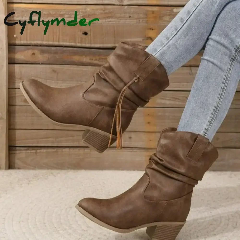 Cyflymder cold weather outfits New Shoes for Women Slip-on Women’s Boots Fashion Sewing Daily Boots Women Hot Sale