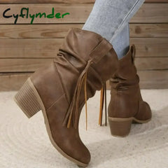 Cyflymder cold weather outfits New Shoes for Women Slip-on Women’s Boots Fashion Sewing Daily Boots Women Hot Sale