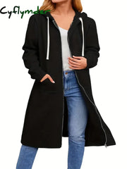 Cyflymder cold weather outfits Plus Size Hoodies for Women Casual Full Zip Hoodies Comfortable Women’s Long Hoodies