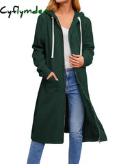 Cyflymder cold weather outfits Plus Size Hoodies for Women Casual Full Zip Hoodies Comfortable Women’s Long Hoodies