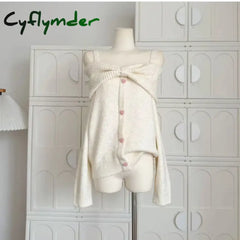 Cyflymder cold weather outfits Sweet Streetwear Knitted Cardigan Women Japanese Style Y2k Harajuku Solid Elegant