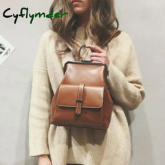 Cyflymder College Wind Retro Women Backpacks Fashion New High-Quality Pu Leather Shoulder Bags