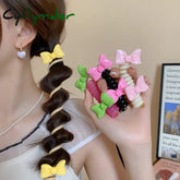Cyflymder Colorful Bow Hair Circle Telephone Cord Plastic Hair Rope Ponytail Holder Elastic Rubber Band Hair Tie Women
