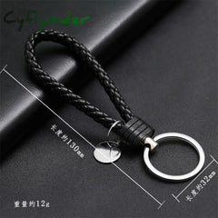 Cyflymder Colorful Pu Leather Braided Woven Rope Keychains Double Rings Fit Diy Bag Pendant Key