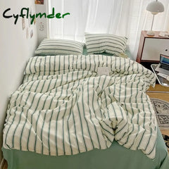 Cyflymder Colorful Striped Printing Duvet Cover And Sheet 3/4 pcs Bedding Set Adult Single Double Queen Sheet Set