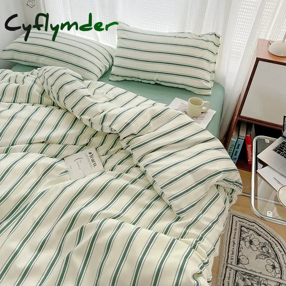 Colorful Striped Printing Duvet Cover And Sheet 3/4 pcs Bedding Set Adult Single Double Queen Sheet Set 200x230cm