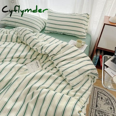 Colorful Striped Printing Duvet Cover And Sheet 3/4 pcs Bedding Set Adult Single Double Queen Sheet Set 200x230cm