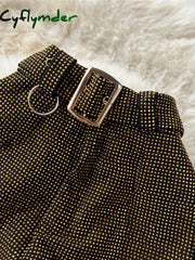 Cyflymder comfy outfits winter Autumn Winter Women Brown/Gray/Black/White Diamonds Long Pants Elegant Bling Shining