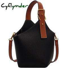 Cyflymder Contrast Color Tote Bucket Bag Fashion New High-Quality Pu Leather Women’s Designer