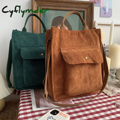 Cyflymder Corduroy Bag For Women Shopper Designer Handbag Autumn And Winter Girls Student Bookbag