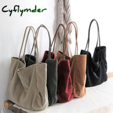 Cyflymder Corduroy Canvas Shoulder Bag With Inner Pocket Handbag Purse Large Capacity Schoolbag