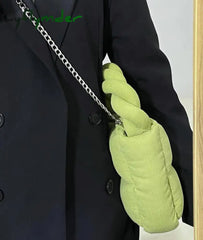 Cyflymder Corduroy Padded Women Shoulder Bags Designer Lady Handbags Luxury Small Tote Winter