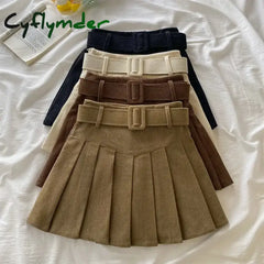 Corduroy Pleated Mini Skirts Women High Waist Preppy Style Slim Short Skirts Korean Fashion Autumn Winter Basic Skirts Female