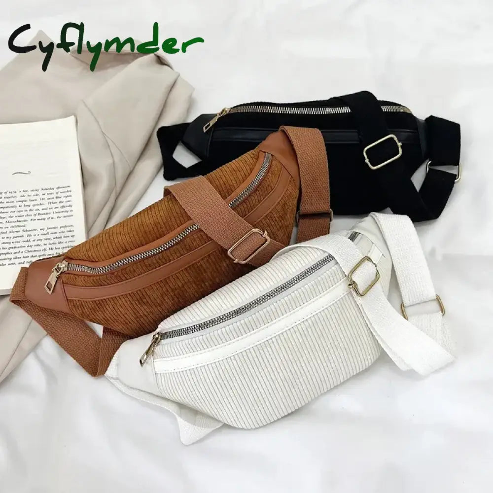Corduroy Women's Waist Bag Small Canvas Ladies Shoulder Crossbody Bags for Women 2024 Fanny Pack Fashion Phone Female Chest Bag