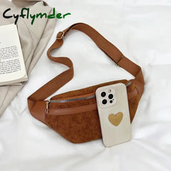 Cyflymder Corduroy Women’s Waist Bag Small Canvas Ladies Shoulder Crossbody Bags For Women 2024