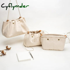 Cyflymder Cosmetic Handbags Canvas Insert Bag Fit For Designer Brand Large Capacity Tote Base