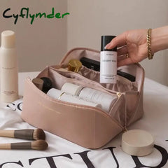 Cyflymder Cosmetic Organizer Multifunction Makeup Bag Large Leather Travel For Women Storage Pouch