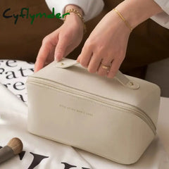Cyflymder Cosmetic Organizer Multifunction Makeup Bag Large Leather Travel For Women Storage Pouch