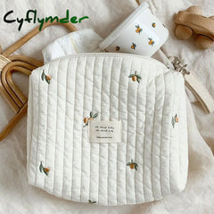 Cyflymder Cotton Mom Bag Organizer Cute Bear Embroidery Mommy Single Zipper Newborn Baby Diaper