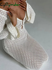 Cyflymder - Cover Up Long Sleeve Open Back Dress Sweater Dresses