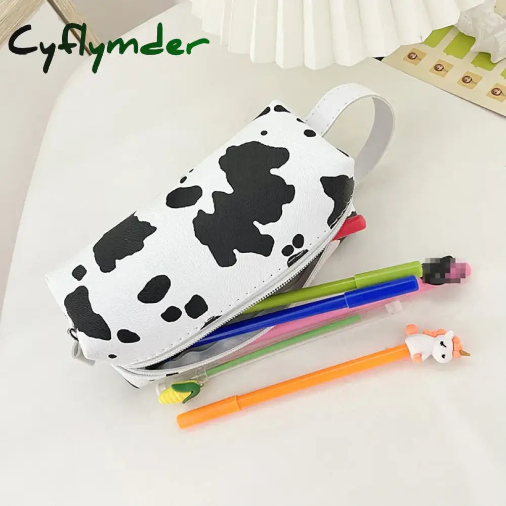 Cow Pattern Pencil Case Kawaii Stationery Pencilcase Large Capacity Pen Case Trousse Scolaire School Supplies Pencil Pouch