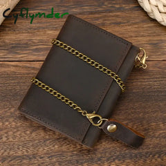 Cyflymder Cowhide Short Wallet Luxury Brand Men Clip Purse Wallet Chain Male Card Holder Genuinie Leather Coin Purse