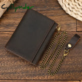 Cyflymder Cowhide Short Wallet Luxury Brand Men Clip Purse Wallet Chain Male Card Holder Genuinie Leather Coin Purse