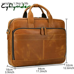 Cyflymder Crazy Horse Genuine Leather Briefcase For Man 16 inch PC Cow Leather Male Messenger Shoulder Bags Laptop