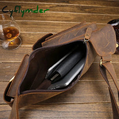 Cyflymder Crazy Horse Leather Big Chest Bag Genuine Sling Mans Pack Crossbody Bags For Men Sports