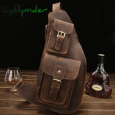Cyflymder Crazy Horse Leather Big Chest Bag Genuine Sling Mans Pack Crossbody Bags For Men Sports